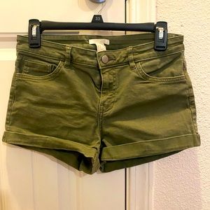 H&M Mid Rise Army Green Shorts